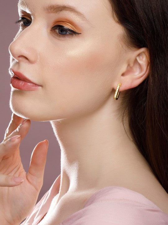 18K Gold-Plated Geometric Half Hoop Earrings