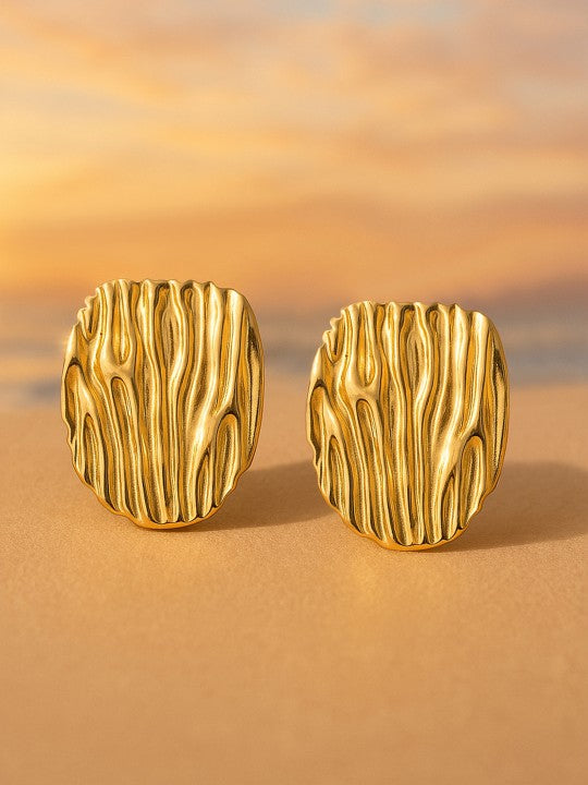 18K Gold Plated Tarnish-Free Waterproof Circular Studs