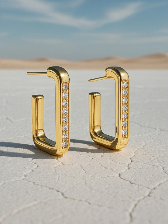 18K Gold-Plated Geometric Half Hoop Earrings