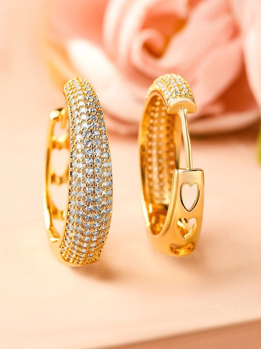 18K Gold-Plated Classic Hoop Earrings with Cubic Zirconia