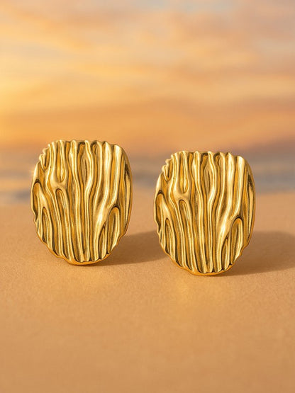 18K Gold Plated Tarnish-Free Waterproof Circular Studs